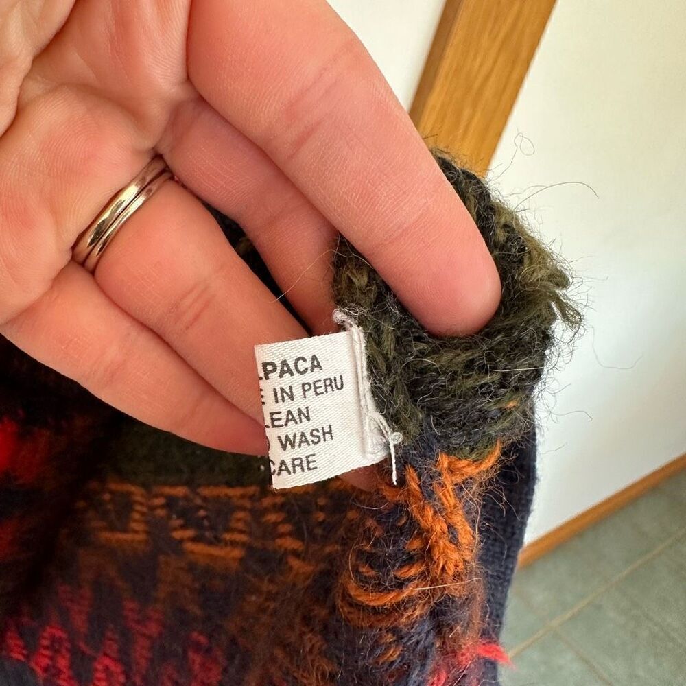 The Alpaca Connection Handmade in Peru Alpaca  Unisex Button Down Multi Color Ch - Picture 6 of 9